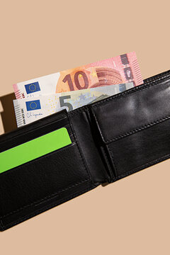 Euros in wallet Travel concept - European Summer