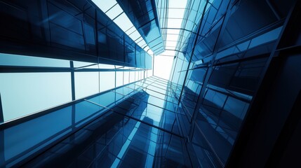 Fototapeta premium Modern Glass Building Exterior, Abstract Architecture