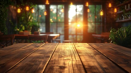 A cozy cafe interior with a wooden table, warm lighting, and a relaxed atmosphere perfect for socializing and enjoying beverages and conversations