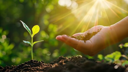 New Life: A Small Plant Growing in Sunlight