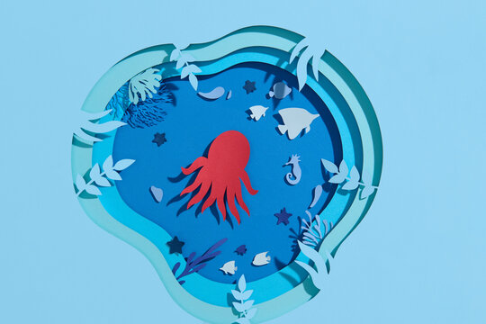 Colorful Paper Cut of Underwater Sea Life