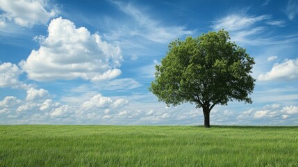 Obraz premium Solitary Tree in a Green Field