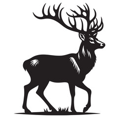 Deer silhouette black vector art illustration design.