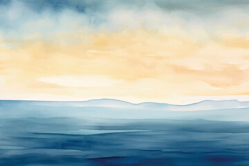 Obraz premium Serene watercolor ocean sunset