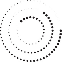 Halftone circular dotted spiral. Design element