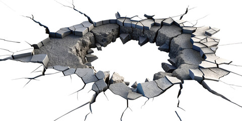 Wooden Wall Hole Breaking with White, Transparent Background