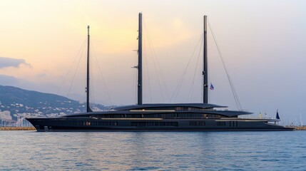 Black Sail Yacht at Sunset