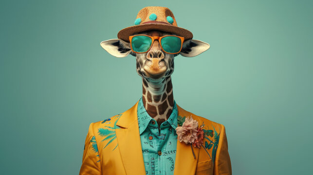 Giraffe in a Suit and Sunglasses