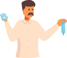 Doctor holding condoms, promoting family planning and responsible sexual behavior