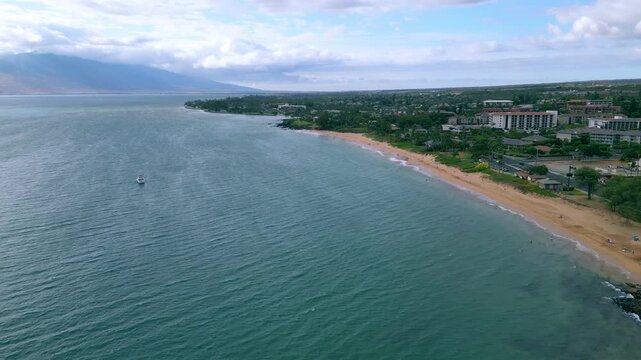 Coastal Charm: Aerial Photography of Kamaole Beach Park III, Kihei, Maui