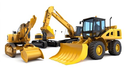 Fototapeta premium Construction Equipment Collection: Essential Machinery for Building and Infrastructure Projects