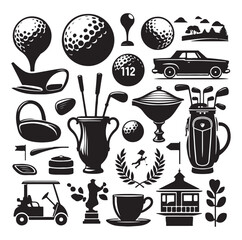 golf elements ball silhouette on white background.