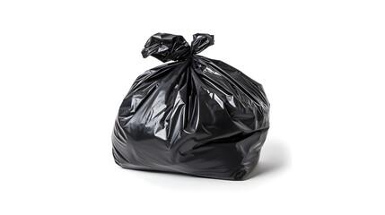 Tied Trash Bag on White Background.
