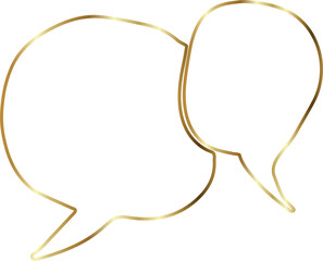 Golden speech bubble luxury icon, dialogue, text, chat