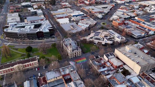 Bendigo Central Business District - Victoria Australia - Aerial Footage (4k) Panorama