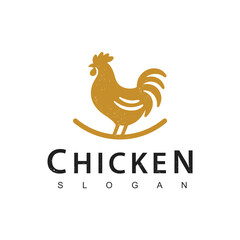 Chicken logo, Golden hen symbol vector icon illustration, fast food restaurant icon