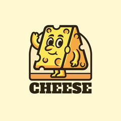 Cheese character logo cartoon mascot vector illustration