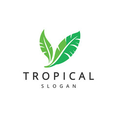 Tropical logo. Resort and Spa emblem, Tropical cosmetics, Beauty, Banana leaves Logo