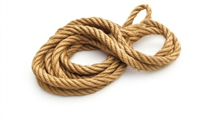 Obraz premium Coiled Rope on White Background