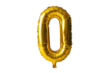isolated golden balloon number 0 for celebration on transparent background. balloon in the shape of the number zero