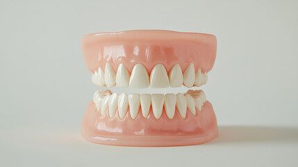 Obraz premium Dental model of teeth on a white background. Wallpaper photo for learning science, biology, dentistry.