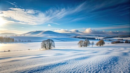 Snowy field with hills isolated, Winter, Snow, Landscape, Cold, Scenic, White, Solitude, Nature, Outdoors, Serene, Hillside