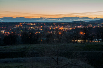 sunset over California Town
