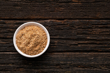 Powdered food based on soy fiber with psyllium fiber to cleanse the colon in the bowl