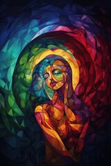 Abstract portrait of a woman with closed eyes.