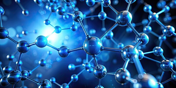 Abstract background with glowing blue molecules , abstract, background, glowing, blue, molecules, science