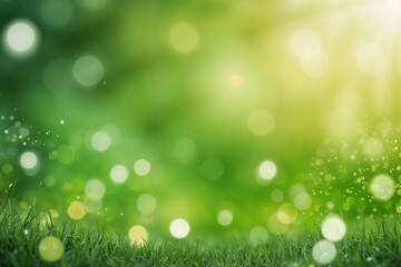Obraz premium Green bokeh background with light spots, great for nature and abstract themes.