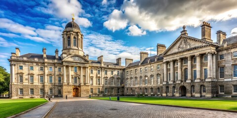 Fototapeta premium Trinity College campus in Dublin, Ireland , Trinity College, cobblestone, historic, university, library, architecture