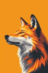 Obraz premium A stylized fox portrait on an orange background.