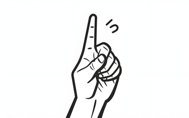 Obraz premium A hand with a finger pointing up, a simple line icon set on a white background. A flat design of a hand and index finger for web buttons or mobile app icons in black color. A vector illustration.