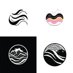 Wave beach logo design vector illustration
