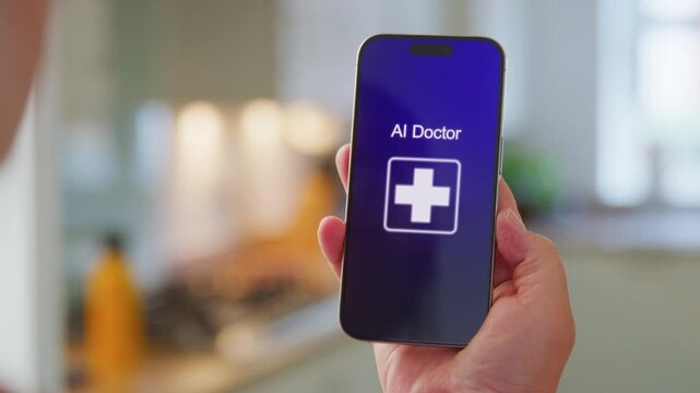 Person consulting an AI doctor application on their smartphone for health advice.