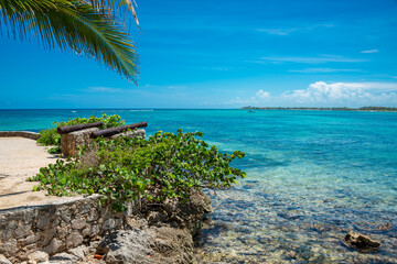 Rusty Colonial Cannon Pointing to the Caribbean Sea in Sunny Akumal