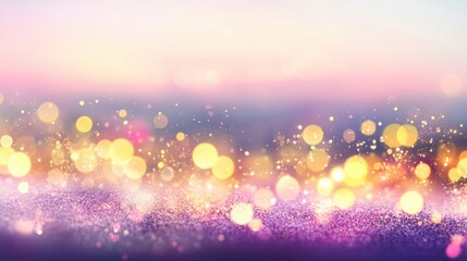 Fototapeta premium A beautiful arrangement of purple and yellow bokeh lights creates a magical, dreamy ambiance perfect for design inspiration