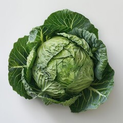 Obraz premium Fresh and green cabbage leaf with intricate detailing