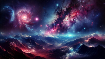 Fototapeta premium Majestic Galaxy: Beautiful Purple and Blue Tones