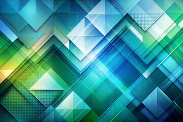 Obraz premium Abstract Geometric Background with Blue and Green Triangles