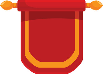 Red banner is hanging on a golden pole with blank space for your message