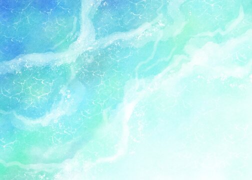 海の波をイメージした美しい水彩イラスト