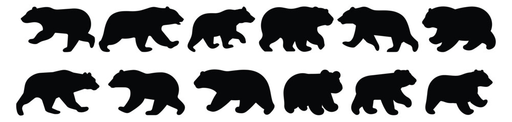 Polar bear silhouette set vector design big pack of illustration and icon