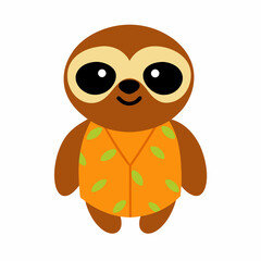 A sloth wearing sunglasses and a Hawaiian shirt