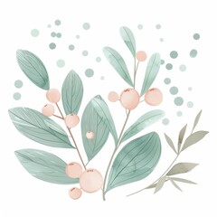 a Mistletoe clipart, watercolor clipart, isolated on white background