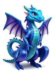 Majestic Blue Dragon Character with Vibrant Wings - Fantasy Illustration