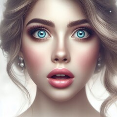 Fototapeta premium beautiful surprised girl detailed in fantasy style, photorealism 