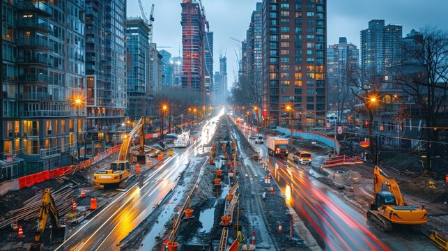 Cityscape with Construction and Traffic
