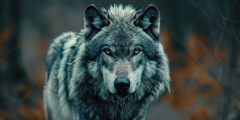 Fototapeta premium Close up of black and white wolf